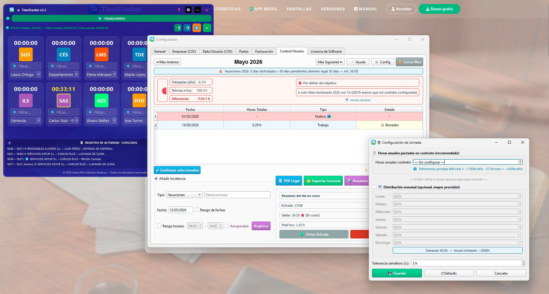 CONTROL HORARIO GESTION DEL HORARIO DEL USUARIO